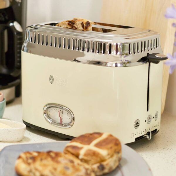 Russell Hobbs Brødrister Retro vintage kremhvit 1300 W