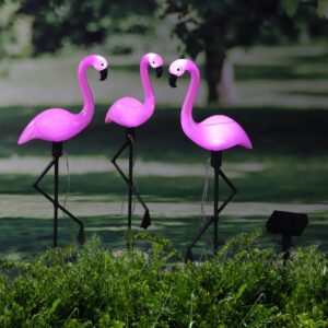 HI Soldrevet LED-stolpelys flamingo 3 stk