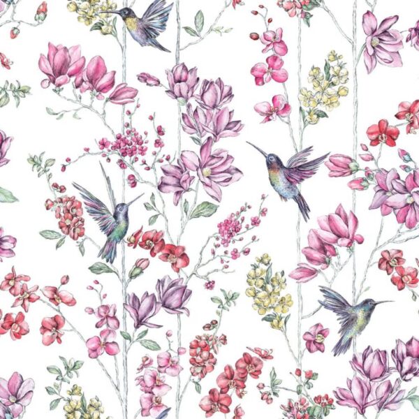 DUTCH WALLCOVERINGS Veggpanel kolibri rosa