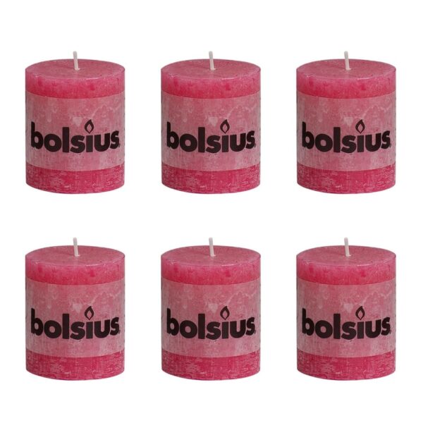 Bolsius rustikk kubbelys 80 x 68 mm fuksia 6 stk