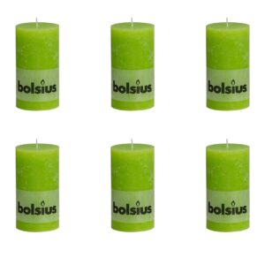 Bolsius Rustikke kubbelys 130 x 68 mm limegrønn 6 stk