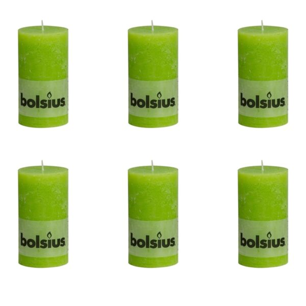 Bolsius Rustikke kubbelys 130 x 68 mm limegrønn 6 stk