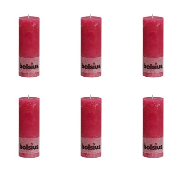 Bolsius Rustikt kubbelys 190 x 68 mm 6 stk fuksia