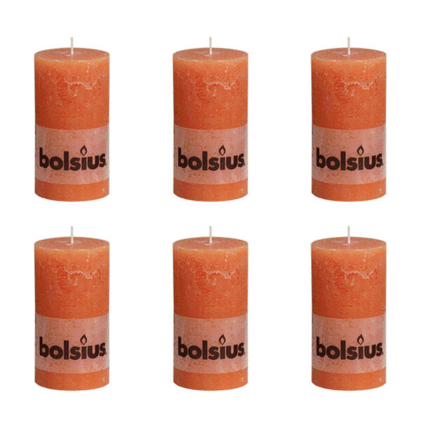 Bolsius rustikk kubbelys 130 x 68 mm oransje 6 stk