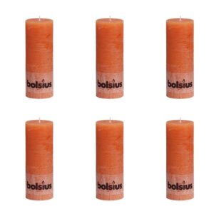 Bolsius Rustikke kubbelys 190 x 68 mm oransje 6 stk