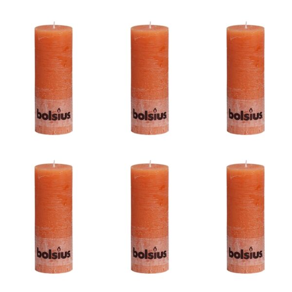 Bolsius Rustikke kubbelys 190 x 68 mm oransje 6 stk