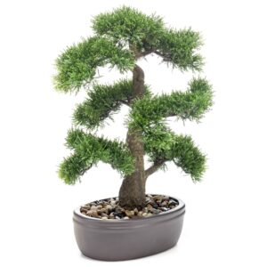 Emerald Artificial Cedar Bonsai i brun potte 45 cm