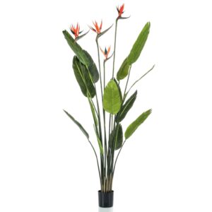 Emerald Kunstig plante Strelitzia med 4 blomster i potte 150 cm