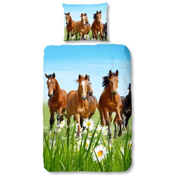 Good Morning Dynetrekk 5316-P HORSES 140x200/220 cm flerfarget