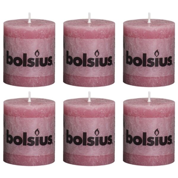 Bolsius Rustikke søylelys 6 stk 80x68 mm gammel rosa