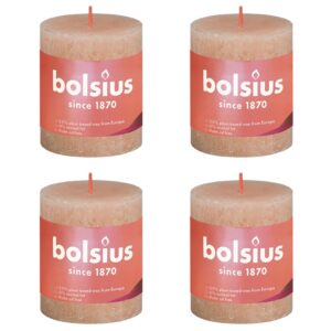 Bolsius Rustikke søylelys Shine 4 stk 80x68 mm tåkete rosa