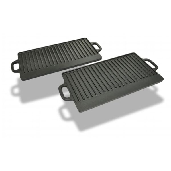 vidaXL Grillplate i støpejern 38x23 cm vendbar 2 stk