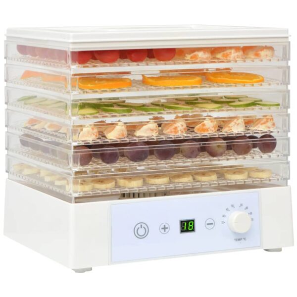 vidaXL Matdehydrator med 6 Skuffer 250 W Hvit