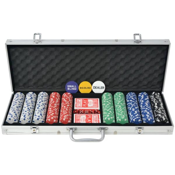 vidaXL Pokersett med 500 sjetonger aluminium