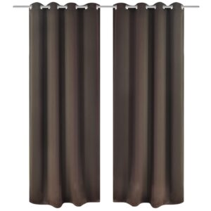 vidaXL Lystette gardiner 2 stk med metallmaljer 135x175 cm brun