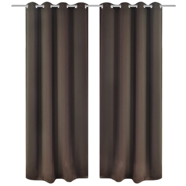 vidaXL Lystette gardiner 2 stk med metallmaljer 135x175 cm brun