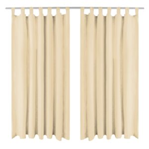 vidaXL Mikrosateng gardiner med hemper 2 stk 140x175 cm beige