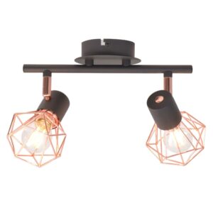 vidaXL Taklampe med 2 spotlys E14 svart og kobber