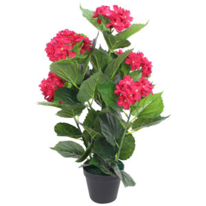 vidaXL Kunstig hortensia med potte 60 cm rød