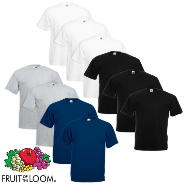 Fruit of the Loom T-skjorter 10 stk stor flerfarget 3XL