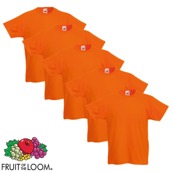 Fruit of the Loom Original T-skjorter for barn 5 stk oransje str. 128