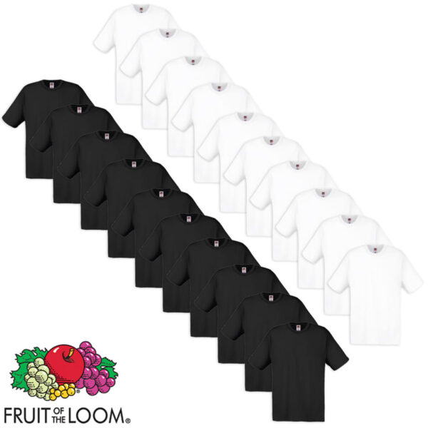 Fruit of the Loom Original t-skjorte bomull hvit og svart 20 stk XXL