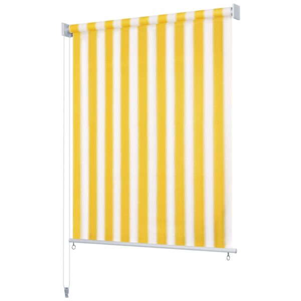 vidaXL Utendørs rullegardin 160X140 cm gul og hvit stripe