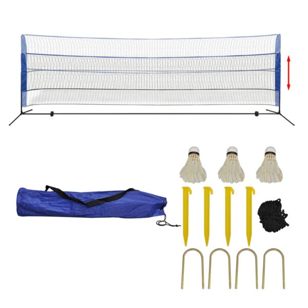 vidaXL Badmintonnett med fjærballer 500x155 cm