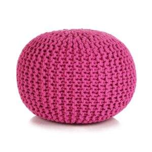 vidaXL Håndstrikket puff bomull 50x35 cm rosa