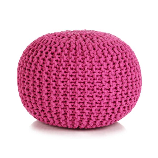 vidaXL Håndstrikket puff bomull 50x35 cm rosa