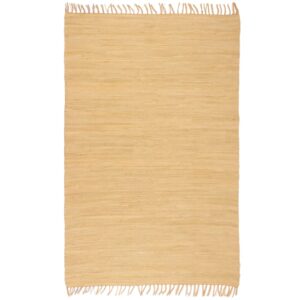 vidaXL Håndvevet Chindi teppe bomull 120x170 cm beige