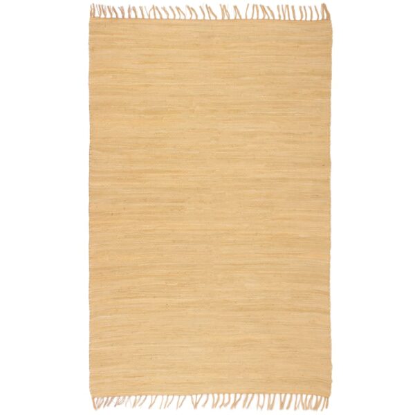 vidaXL Håndvevet Chindi teppe bomull 120x170 cm beige