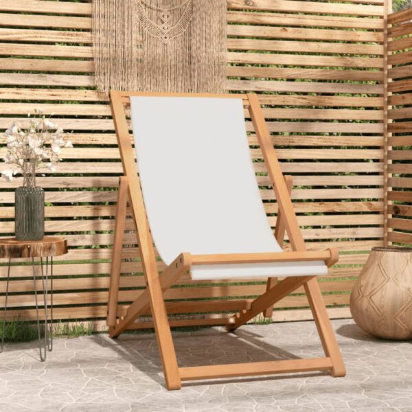 vidaXL Fluktstol teak 56x105x96 cm krem