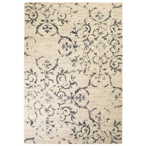 vidaXL Moderne teppe blomsterdesign 140x200 cm beige/blå