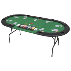 vidaXL Pokerbord 9 spillere sammenleggbar 3-delt oval grønn