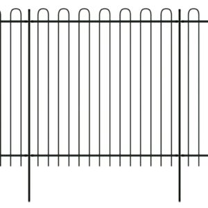 vidaXL Sikkerhets palisadegjerde med buet topp stål 600x200 cm svart