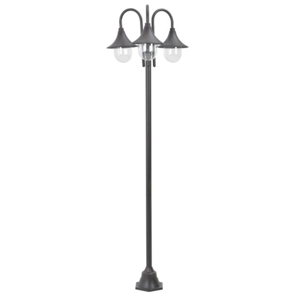 vidaXL Hagelyktestolpe E27 220 cm aluminium 3 lamper bronse