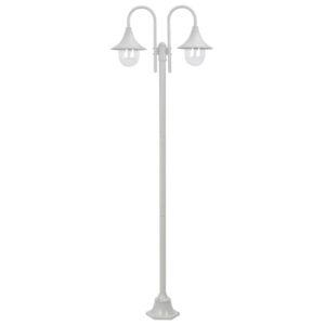 vidaXL Hagelyktestolpe E27 220 cm aluminium 2 lamper hvit