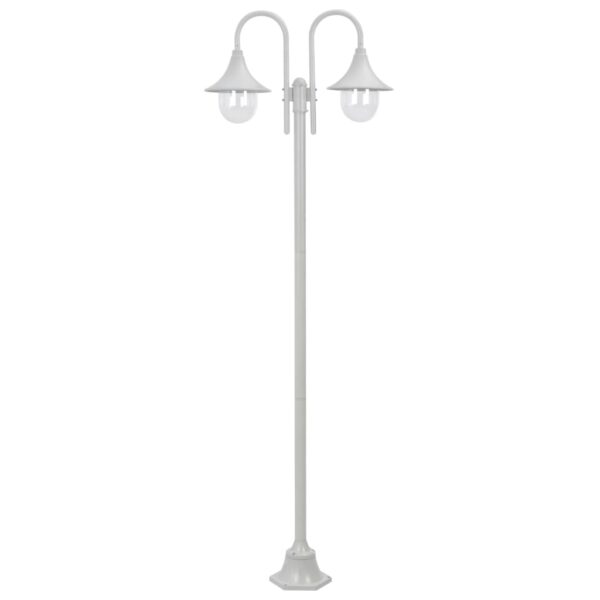 vidaXL Hagelyktestolpe E27 220 cm aluminium 2 lamper hvit