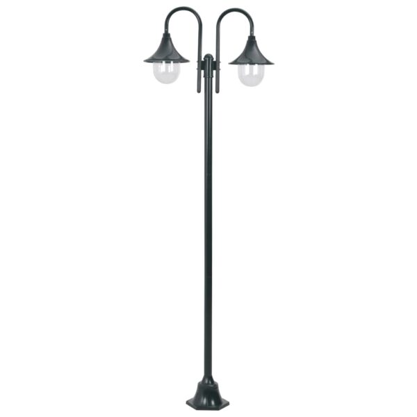 vidaXL Hagelyktestolpe E27 220 cm aluminium 2 lamper mørkegrønn