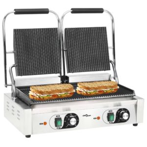 vidaXL Dobbel riflet paninigrill 3600 W 57x30