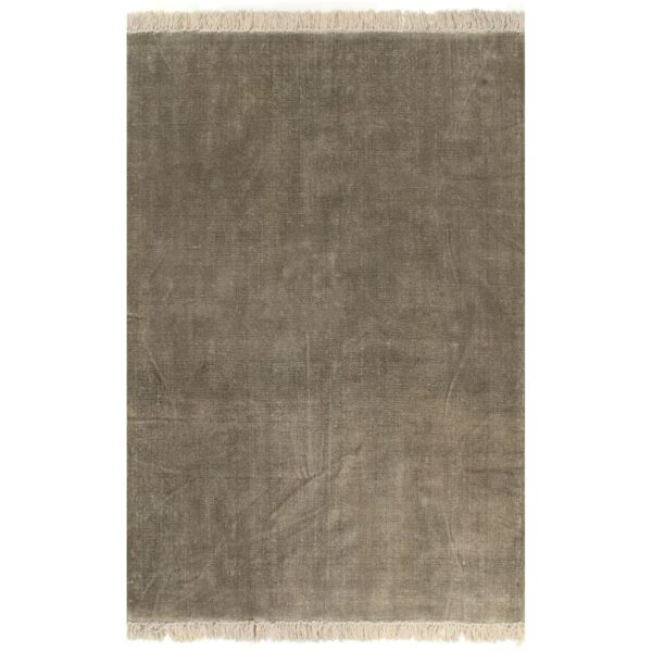 vidaXL Gulvsteppe kilim-vevet bomull 160x230 cm gråbrun