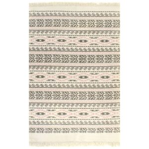 vidaXL Gulvsteppe kilim-vevet bomull med mønster 160x230 cm grå/rosa