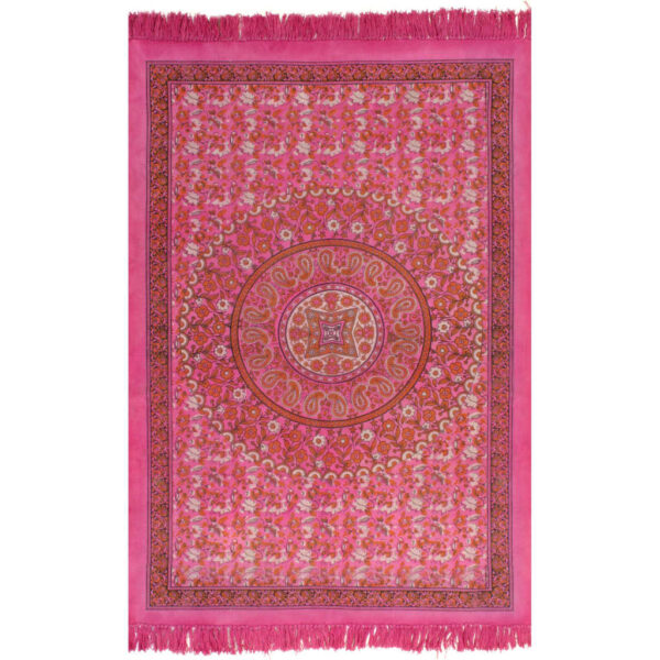 vidaXL Gulvsteppe kilim-vevet bomull med mønster 120x180 cm fuksia