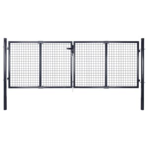 vidaXL Hageport netting galvanisert stål 289x75 cm grå