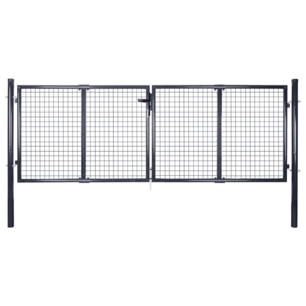 vidaXL Hageport netting galvanisert stål 289x125 cm grå