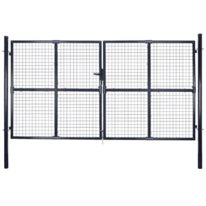 vidaXL Hageport netting galvanisert stål 289x175 cm grå