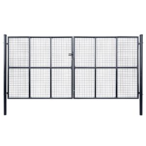 vidaXL Hageport netting galvanisert stål 400x200 cm grå