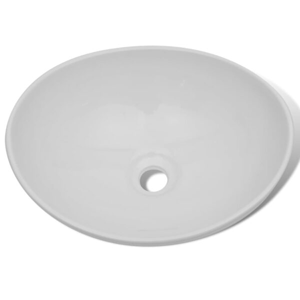 vidaXL Servant keramisk 40x33 cm oval hvit