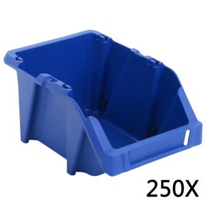 vidaXL Oppbevaringsbokser stablebare 250 stk 103x165x76 mm blå